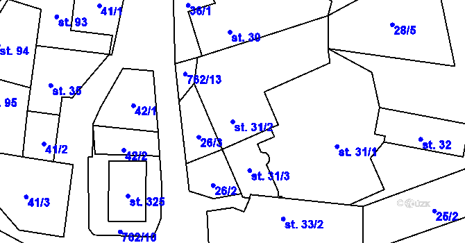Parcela st. 31/2 v KÚ Šošůvka, Katastrální mapa
