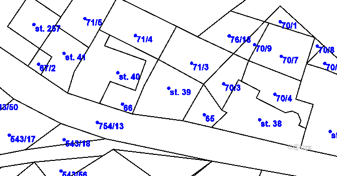 Parcela st. 39 v KÚ Šošůvka, Katastrální mapa