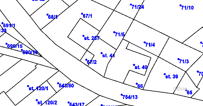 Parcela st. 41 v KÚ Šošůvka, Katastrální mapa