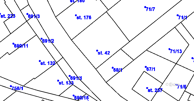 Parcela st. 42 v KÚ Šošůvka, Katastrální mapa