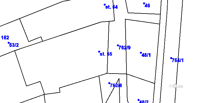 Parcela st. 55 v KÚ Šošůvka, Katastrální mapa