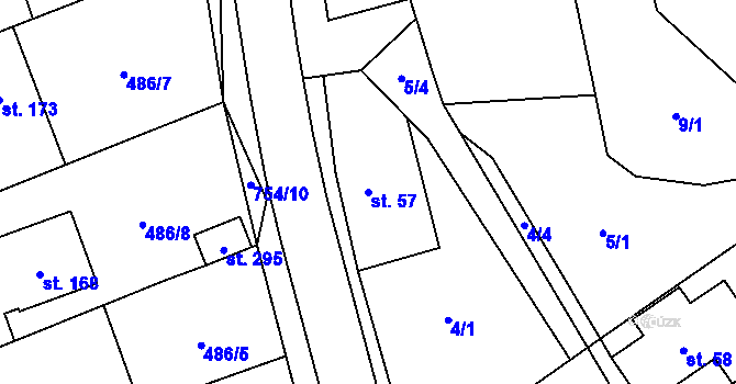 Parcela st. 57 v KÚ Šošůvka, Katastrální mapa