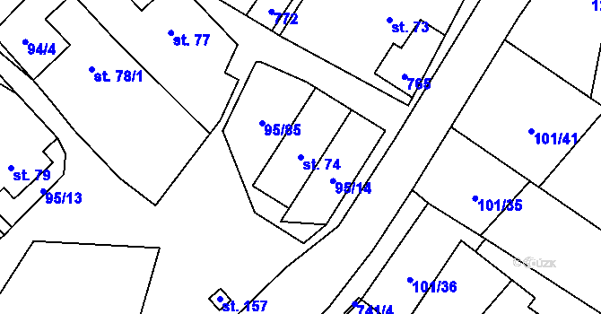 Parcela st. 74 v KÚ Šošůvka, Katastrální mapa