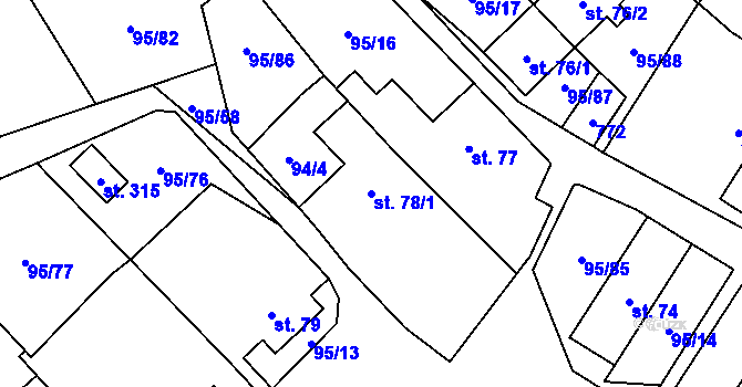 Parcela st. 78/1 v KÚ Šošůvka, Katastrální mapa