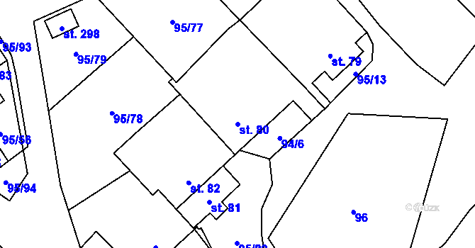 Parcela st. 80 v KÚ Šošůvka, Katastrální mapa