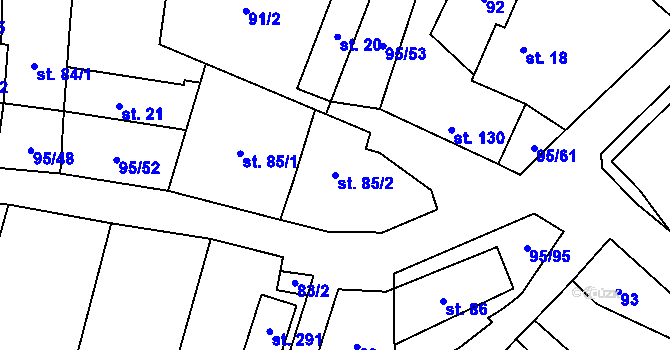 Parcela st. 85/2 v KÚ Šošůvka, Katastrální mapa