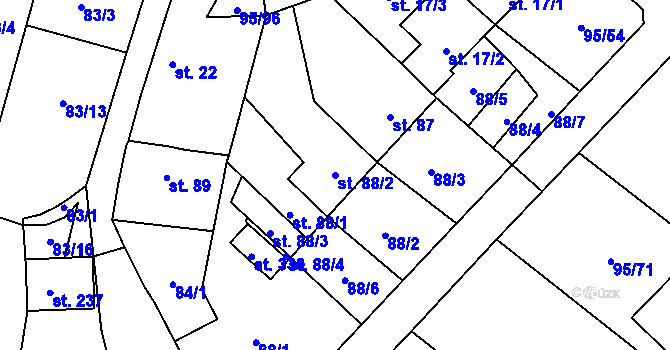 Parcela st. 88/2 v KÚ Šošůvka, Katastrální mapa