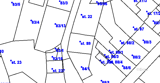 Parcela st. 89 v KÚ Šošůvka, Katastrální mapa