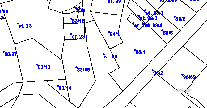 Parcela st. 90 v KÚ Šošůvka, Katastrální mapa