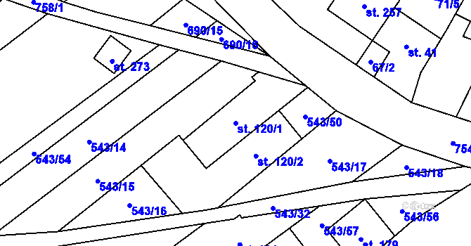 Parcela st. 120/1 v KÚ Šošůvka, Katastrální mapa