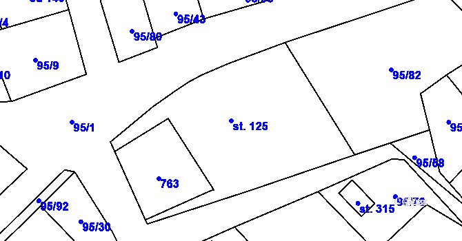 Parcela st. 125 v KÚ Šošůvka, Katastrální mapa