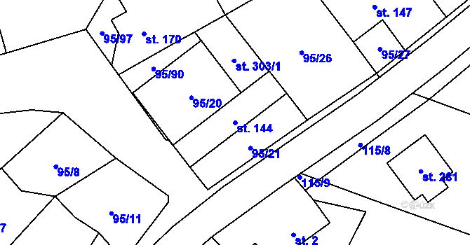 Parcela st. 144 v KÚ Šošůvka, Katastrální mapa