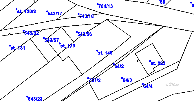 Parcela st. 146 v KÚ Šošůvka, Katastrální mapa