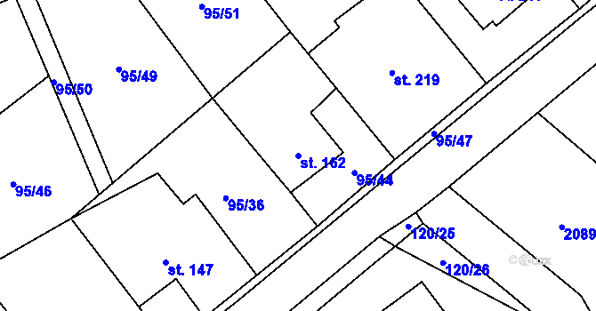 Parcela st. 162 v KÚ Šošůvka, Katastrální mapa