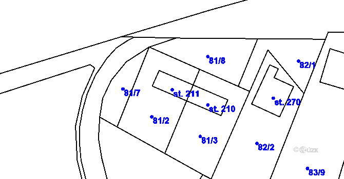 Parcela st. 211 v KÚ Šošůvka, Katastrální mapa