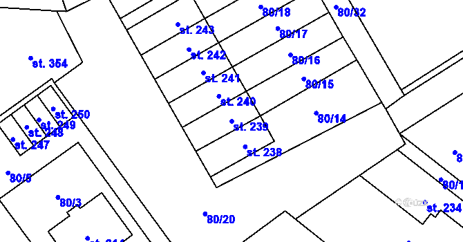 Parcela st. 239 v KÚ Šošůvka, Katastrální mapa