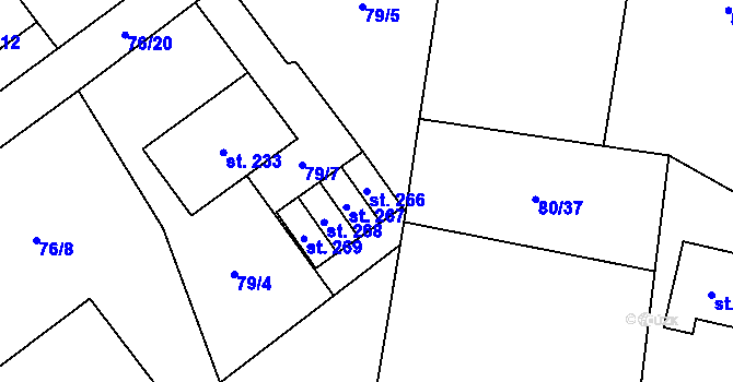 Parcela st. 266 v KÚ Šošůvka, Katastrální mapa