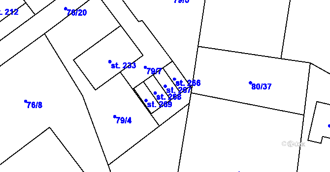 Parcela st. 267 v KÚ Šošůvka, Katastrální mapa