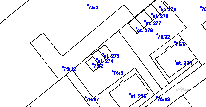 Parcela st. 275 v KÚ Šošůvka, Katastrální mapa