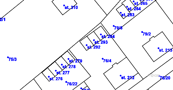 Parcela st. 292 v KÚ Šošůvka, Katastrální mapa