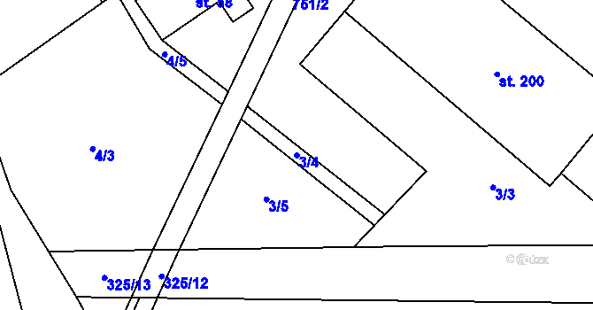 Parcela st. 3/4 v KÚ Šošůvka, Katastrální mapa