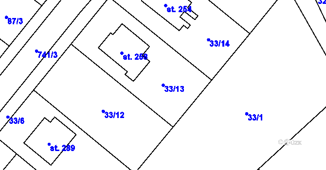 Parcela st. 33/13 v KÚ Šošůvka, Katastrální mapa