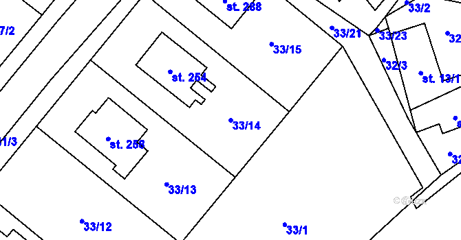 Parcela st. 33/14 v KÚ Šošůvka, Katastrální mapa