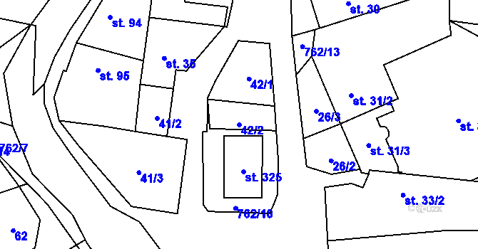 Parcela st. 42/2 v KÚ Šošůvka, Katastrální mapa