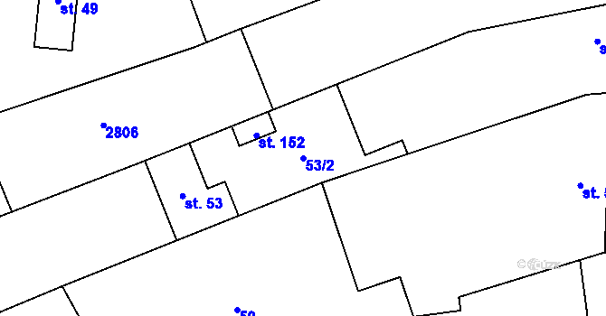 Parcela st. 53/2 v KÚ Šošůvka, Katastrální mapa