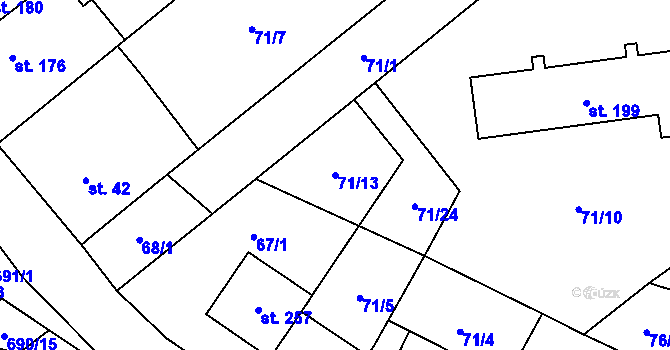 Parcela st. 71/13 v KÚ Šošůvka, Katastrální mapa