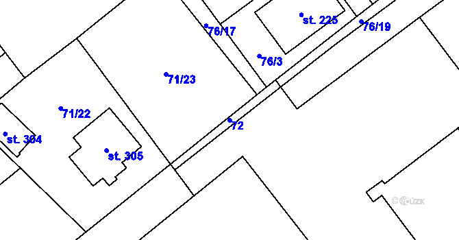 Parcela st. 72 v KÚ Šošůvka, Katastrální mapa