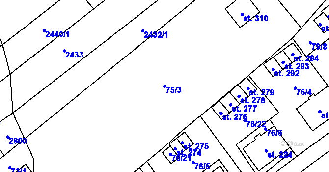 Parcela st. 75/3 v KÚ Šošůvka, Katastrální mapa