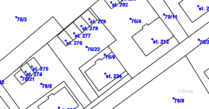 Parcela st. 76/6 v KÚ Šošůvka, Katastrální mapa