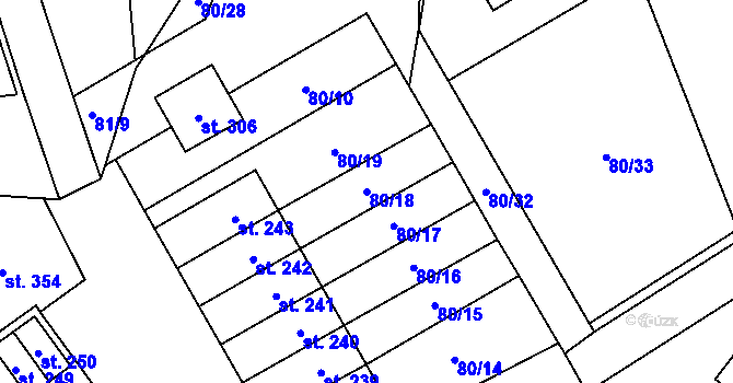 Parcela st. 80/18 v KÚ Šošůvka, Katastrální mapa