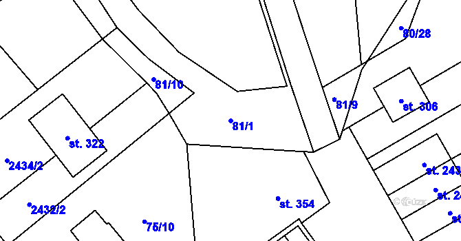 Parcela st. 81/1 v KÚ Šošůvka, Katastrální mapa