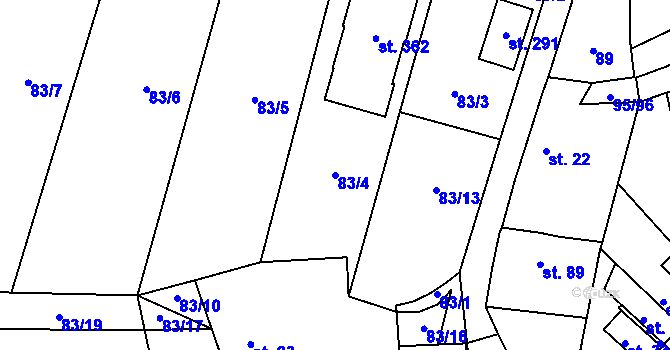 Parcela st. 83/4 v KÚ Šošůvka, Katastrální mapa
