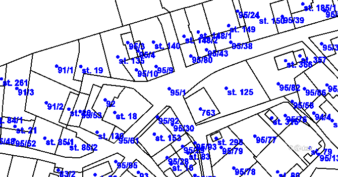 Parcela st. 95/1 v KÚ Šošůvka, Katastrální mapa