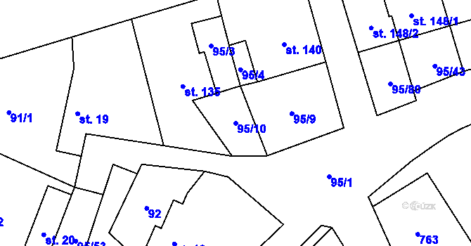 Parcela st. 95/10 v KÚ Šošůvka, Katastrální mapa