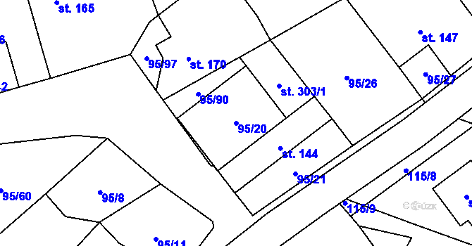 Parcela st. 95/20 v KÚ Šošůvka, Katastrální mapa