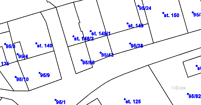 Parcela st. 95/43 v KÚ Šošůvka, Katastrální mapa