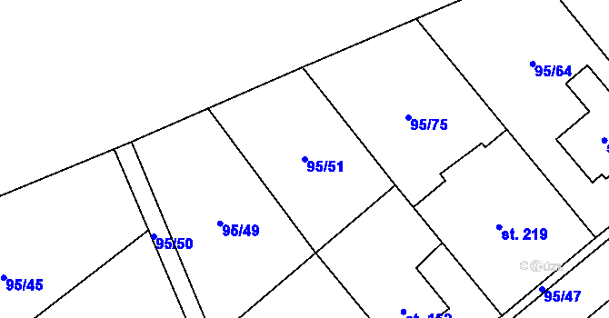 Parcela st. 95/51 v KÚ Šošůvka, Katastrální mapa