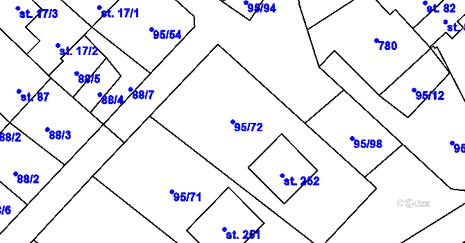 Parcela st. 95/72 v KÚ Šošůvka, Katastrální mapa