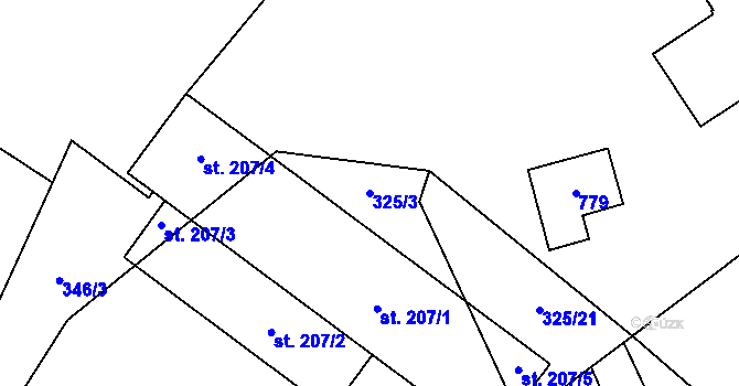 Parcela st. 325/3 v KÚ Šošůvka, Katastrální mapa
