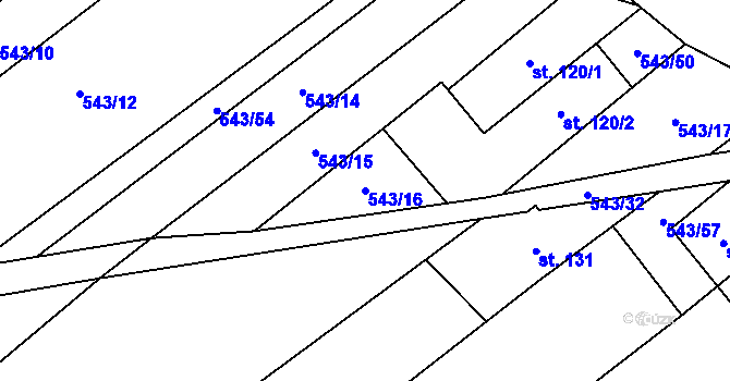 Parcela st. 543/16 v KÚ Šošůvka, Katastrální mapa