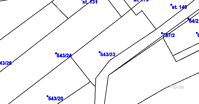 Parcela st. 543/23 v KÚ Šošůvka, Katastrální mapa