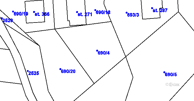 Parcela st. 690/4 v KÚ Šošůvka, Katastrální mapa