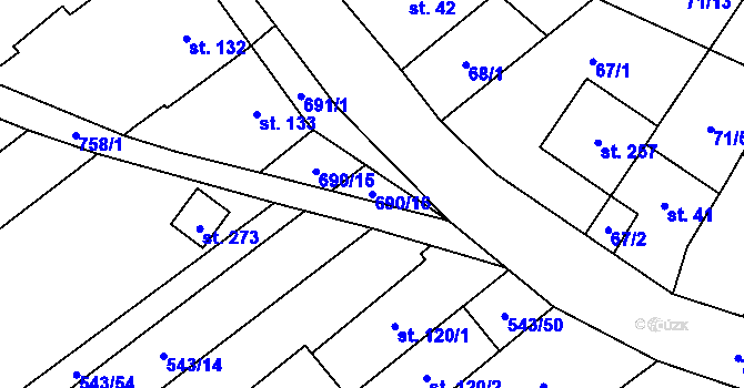 Parcela st. 690/16 v KÚ Šošůvka, Katastrální mapa