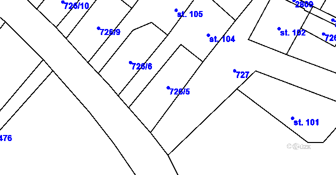 Parcela st. 726/5 v KÚ Šošůvka, Katastrální mapa
