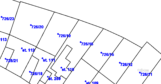 Parcela st. 726/16 v KÚ Šošůvka, Katastrální mapa