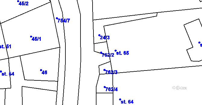 Parcela st. 762/2 v KÚ Šošůvka, Katastrální mapa